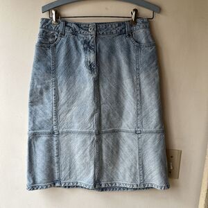 Christopher & Banks Diagonal Paneled Light Wash Denim Skirt Size 6